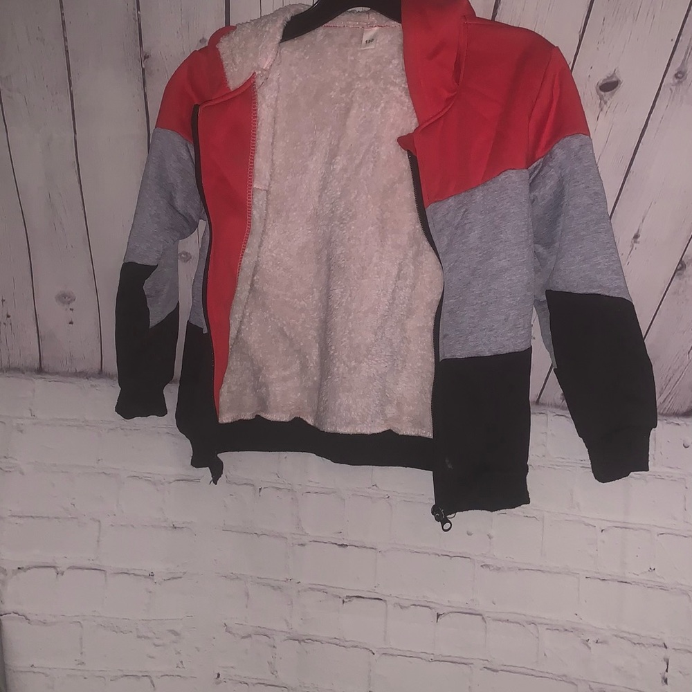 Kids Colorblock Jacket - Red, Gray, and Black
